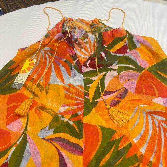 NWT C&C California Palm Linen Maxi Dress Size Small New - Picture 5 of 7